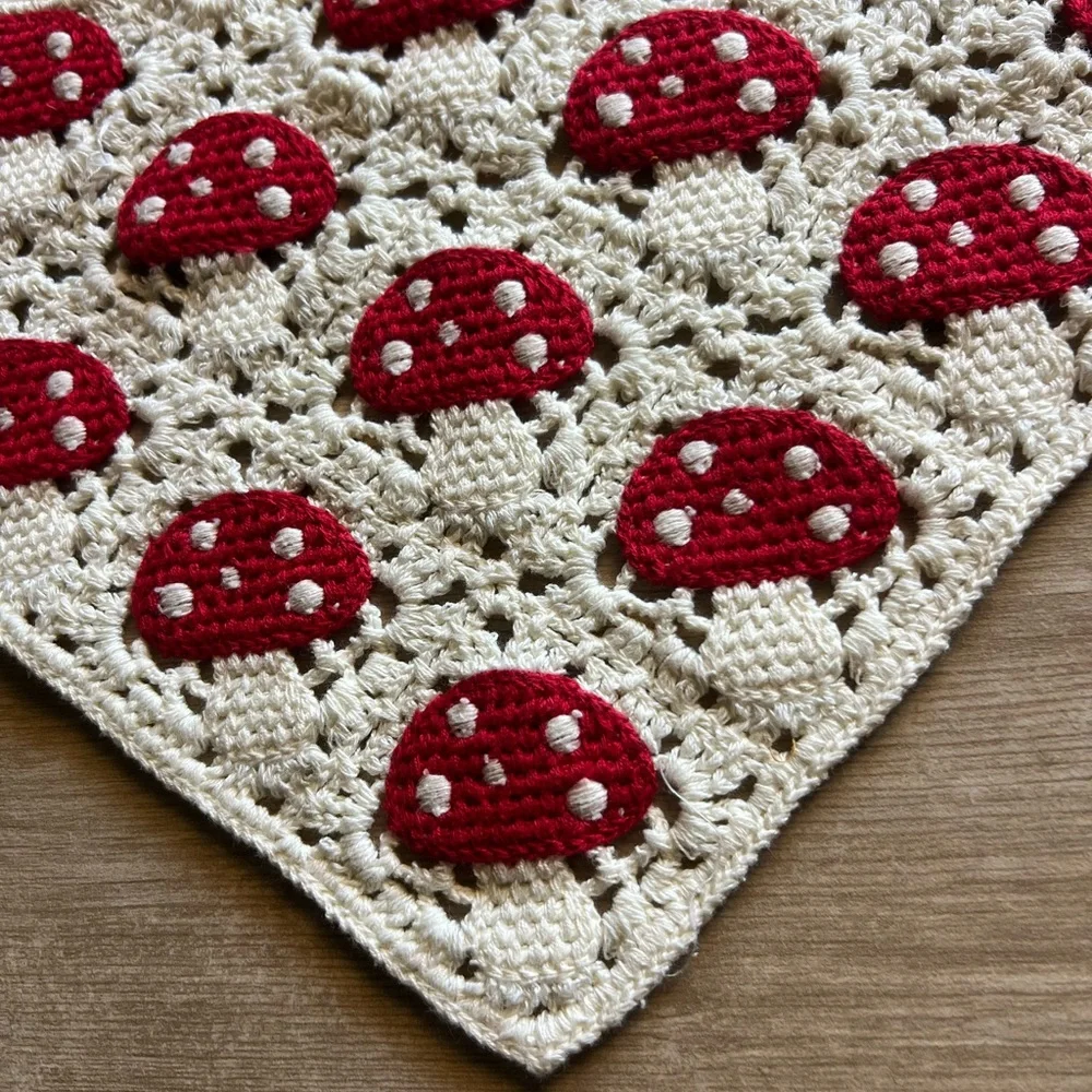 Crochet Mushroom Pattern Bandana - Picture 3 of 3